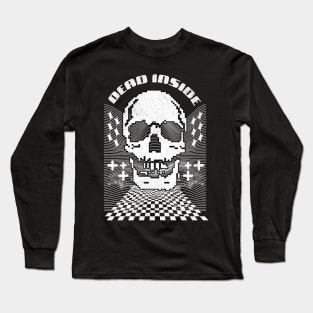 Dead Inside Y2K Cyberpunk Skull Back Print Long Sleeve T-Shirt